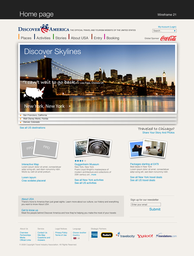 Discover America Wireframes